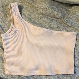 One-Shoulder Ribbed Top light pink